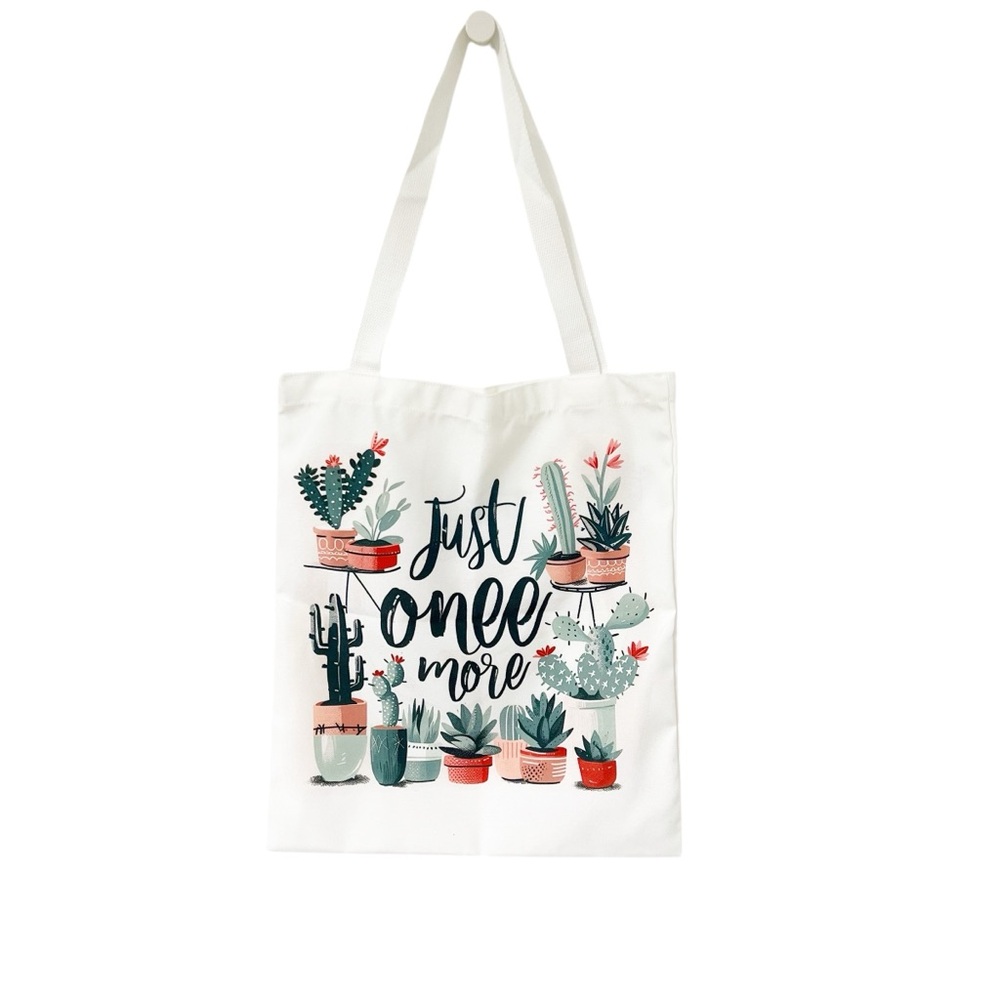 Plant Lover Tote Bag | “Just One More” Succulent Canvas Bag